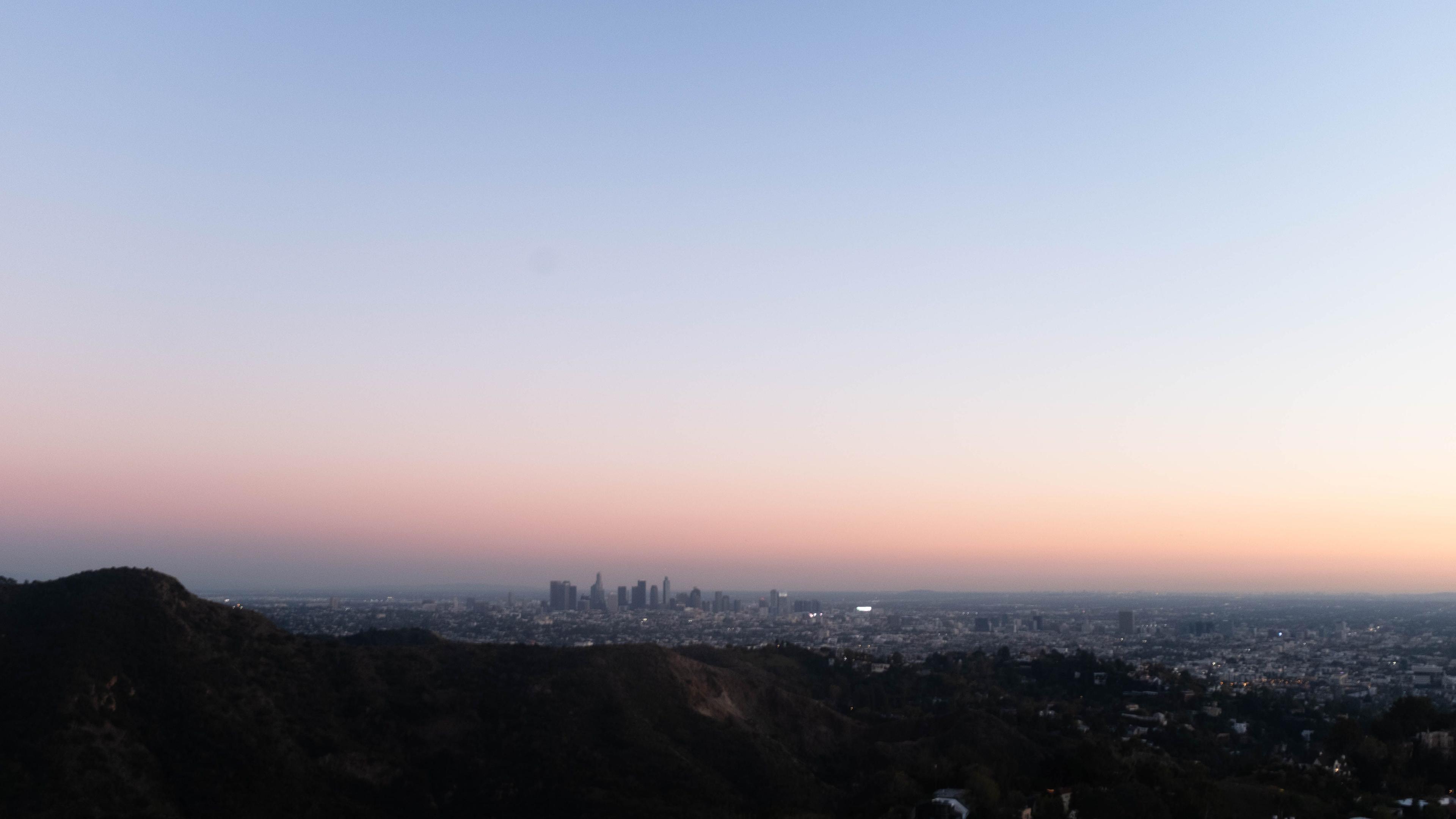 Hollywood hills view at sunset
